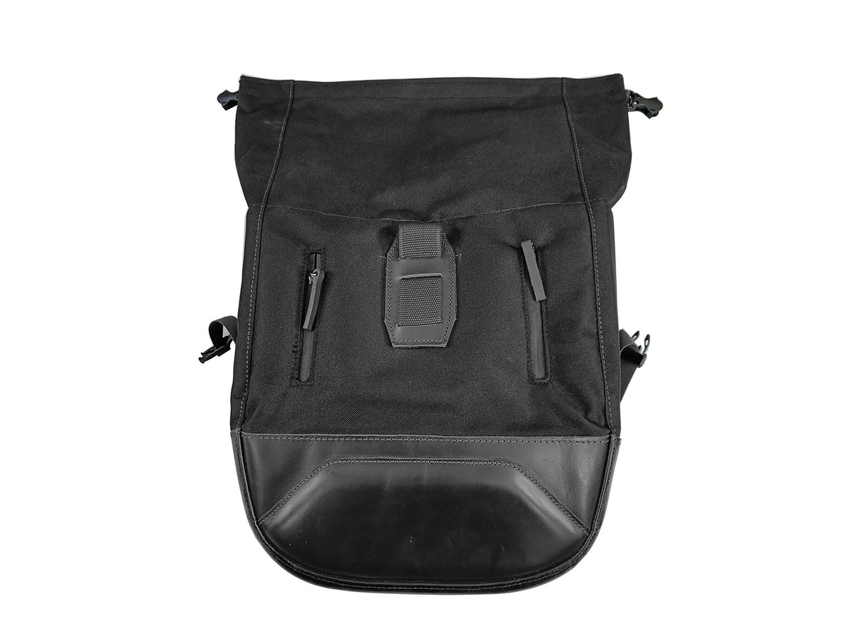 For Royal Enfield Classic Reborn 350 Leather & Canvas Pannier Bags Pair Black D3