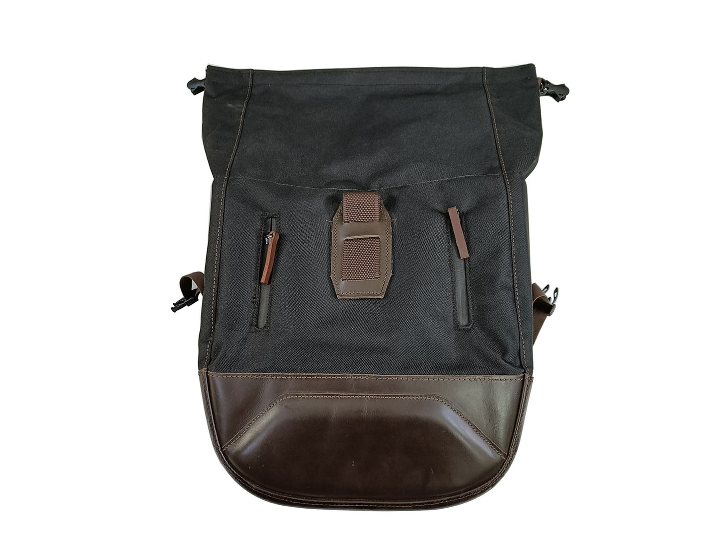 For Royal Enfield Classic Reborn 350 Leather & Canvas Pannier Bags Pair Black & Brown D4
