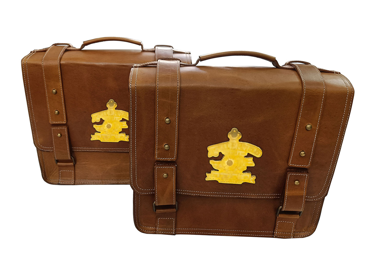 For Royal Enfield Classic Reborn 350 Genuine Leather Pannier Bags Tan Brown D6