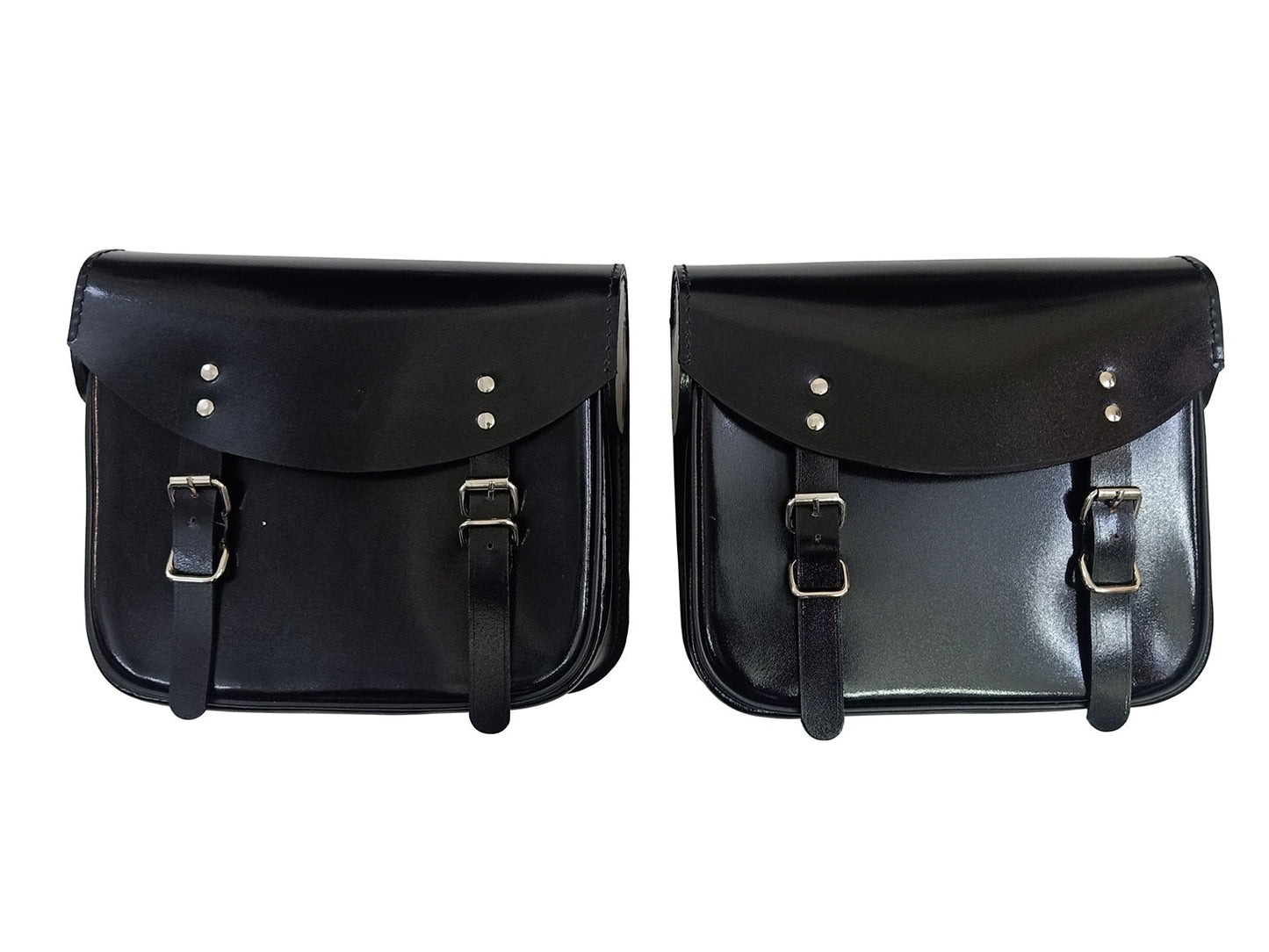 For Royal Enfield Classic Reborn 350 Genuine Leather Pannier Bags Glossy Black D7