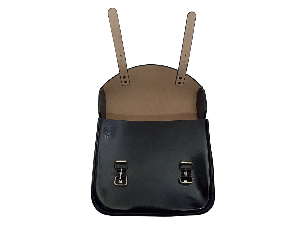For Royal Enfield Classic Reborn 350 Genuine Leather Pannier Bags Glossy Black D7
