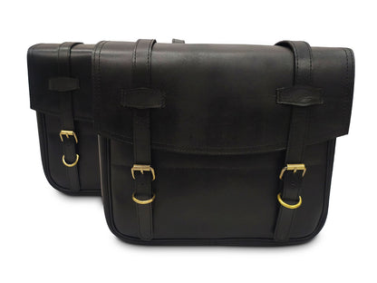 For Royal Enfield Classic Reborn 350 Genuine Leather Pannier Bags Black Color D12