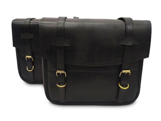 For Royal Enfield Classic Reborn 350 Genuine Leather Pannier Bags Black Color D12