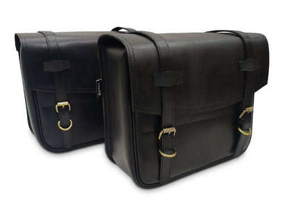 For Royal Enfield Classic Reborn 350 Genuine Leather Pannier Bags Black Color D12