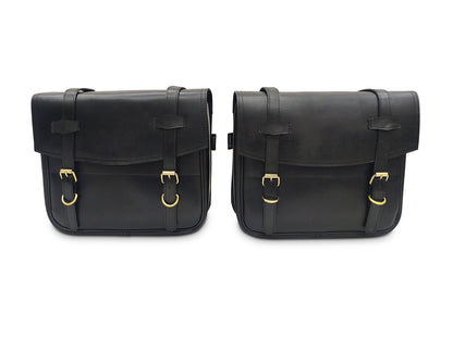 For Royal Enfield Classic Reborn 350 Genuine Leather Pannier Bags Black Color D12