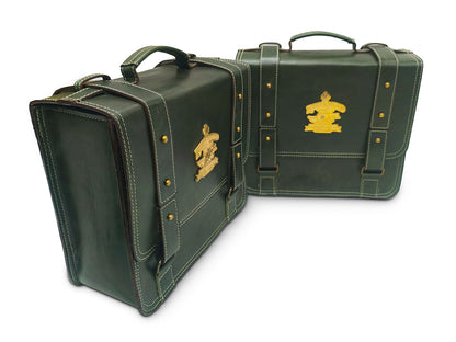 For Royal Enfield Classic Reborn 350 Genuine Leather Pannier Bags Dark Green D13