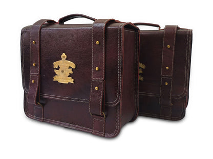 For Royal Enfield Classic Reborn 350 Genuine Leather Pannier Bags Antique Brown D14