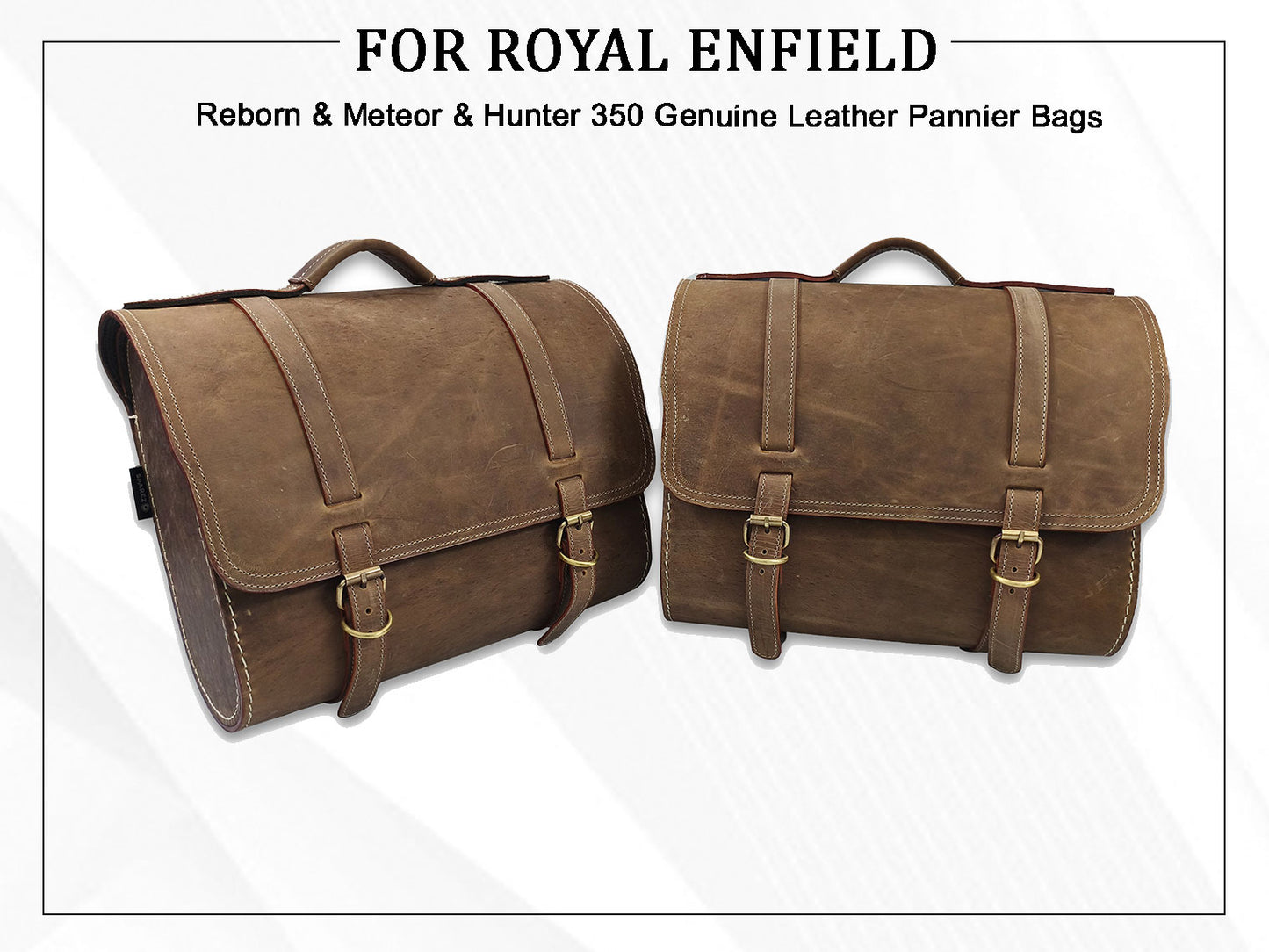 For Royal Enfield Classic Reborn 350 Genuine Leather Pannier Bags Rusty Brown D17