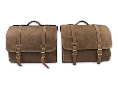 For Royal Enfield Classic Reborn 350 Genuine Leather Pannier Bags Rusty Brown D17