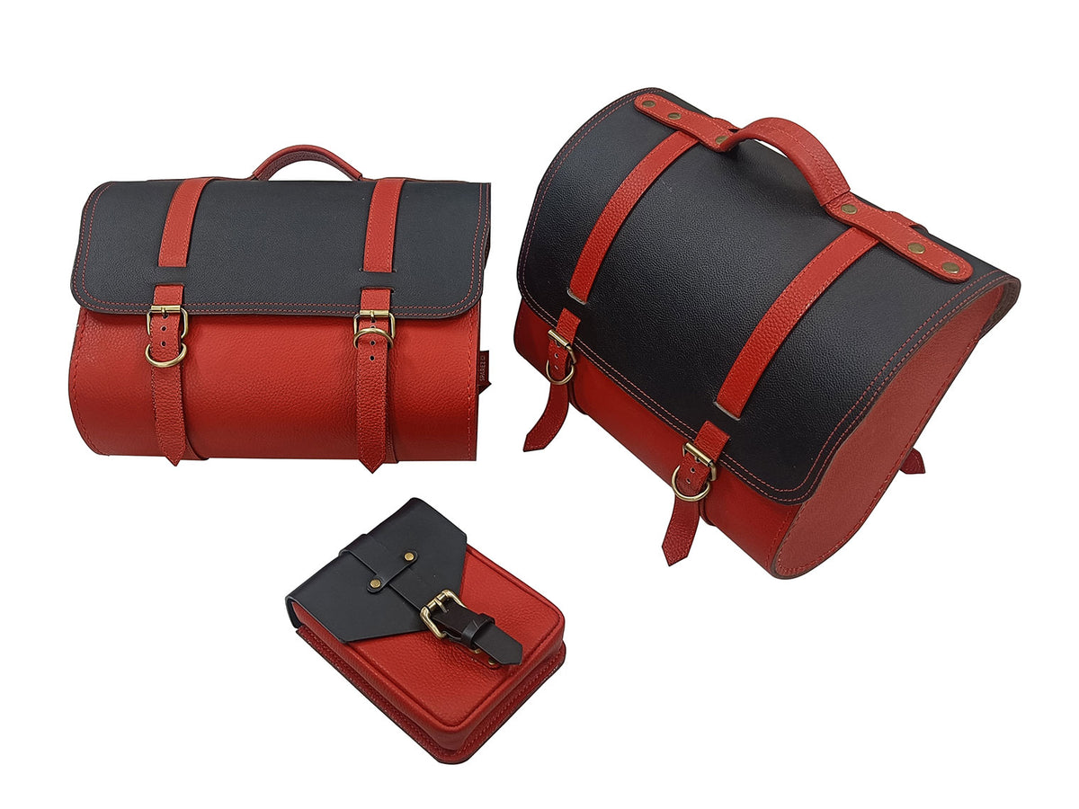 For Royal Enfield Classic Reborn 350 Genuine Leather Pannier Bags And Tank Pouch D1