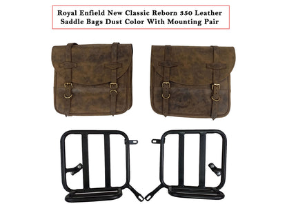 For Royal Enfield Classic Reborn 350 Genuine Leather Pannier Bags And Mounting D1
