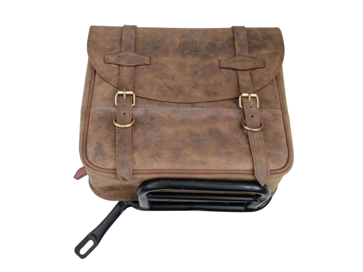 For Royal Enfield Classic Reborn 350 Genuine Leather Pannier Bags And Mounting D1