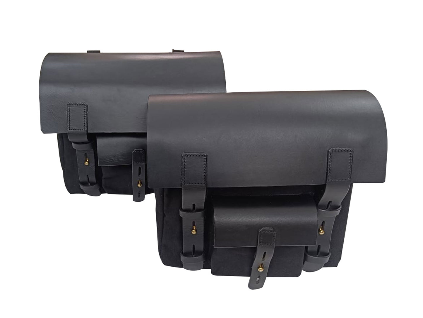 For Royal Enfield Classic Reborn 350 Leather & Canvas Pannier Bags And Mounting D2