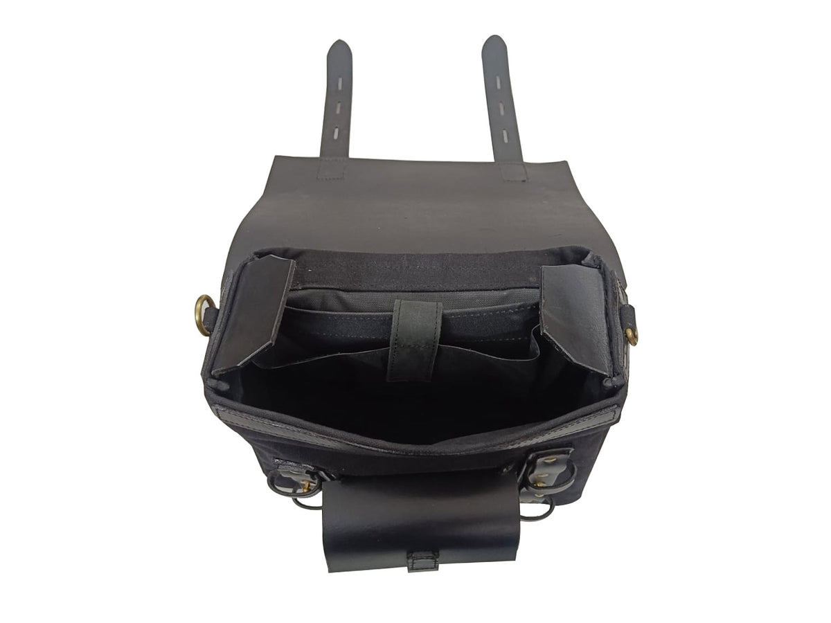 For Royal Enfield Classic Reborn 350 Leather & Canvas Pannier Bags And Mounting D2