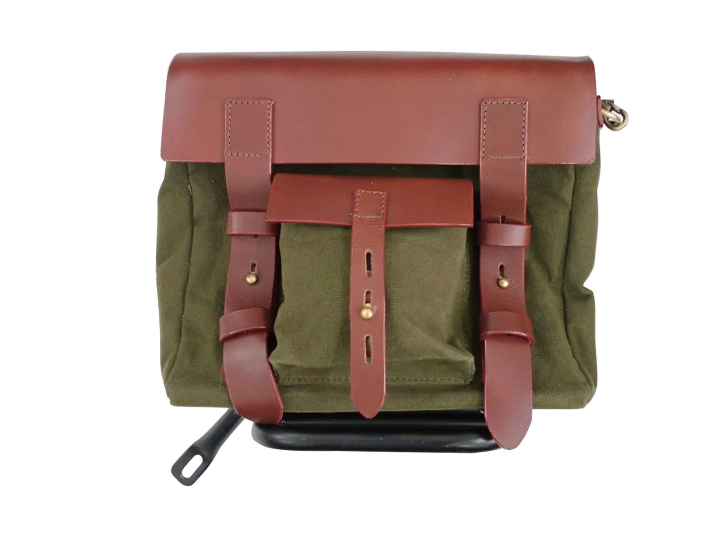 For Royal Enfield Classic Reborn 350 Leather & Canvas Pannier Bags And Mounting D4