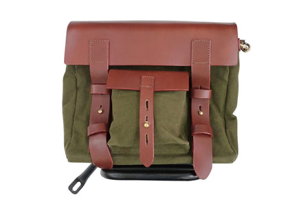 For Royal Enfield Classic Reborn 350 Leather & Canvas Pannier Bags And Mounting D4
