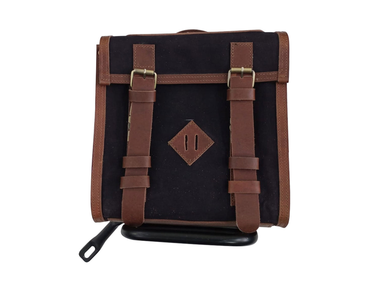 For Royal Enfield Classic Reborn 350 Leather & Canvas Pannier Bags And Mounting D5