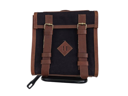 For Royal Enfield Classic Reborn 350 Leather & Canvas Pannier Bags And Mounting D5