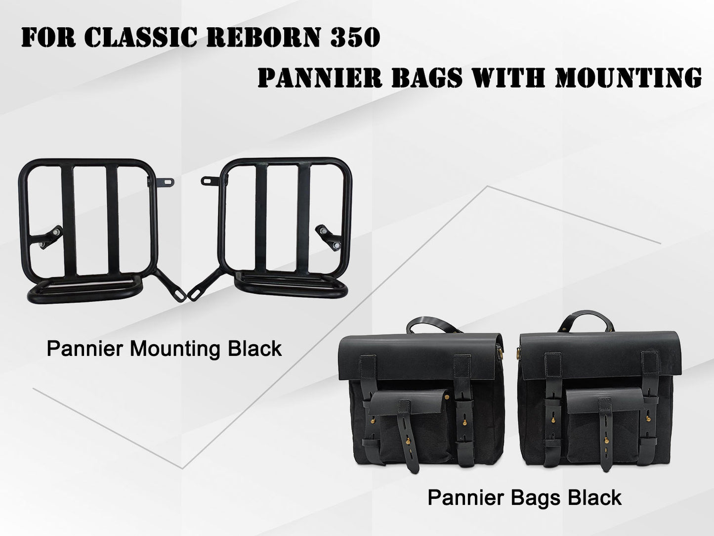 For Royal Enfield Classic Reborn 350 Leather & Canvas Pannier Bags And Mounting D6