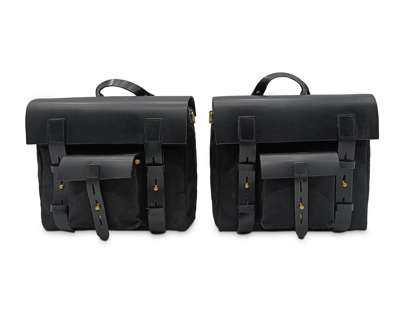 For Royal Enfield Classic Reborn 350 Leather & Canvas Pannier Bags And Mounting D6
