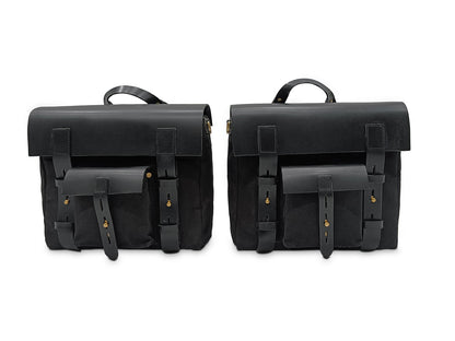 For Royal Enfield Classic Reborn 350 Leather & Canvas Pannier Bags And Mounting D6