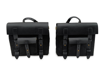 For Royal Enfield Classic Reborn 350 Leather & Canvas Pannier Bags And Mounting D6