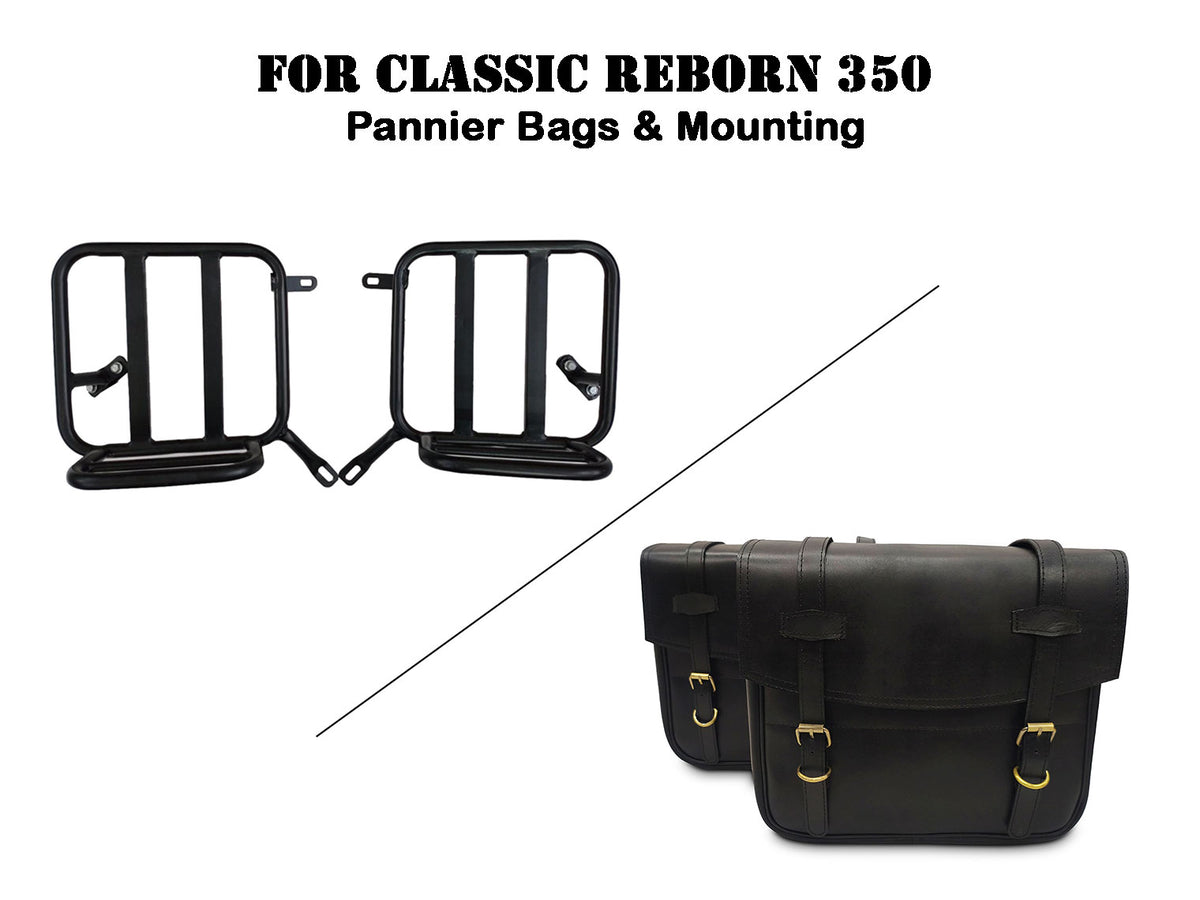 For Royal Enfield Classic Reborn 350 Genuine Leather Pannier Bags And Mounting D7
