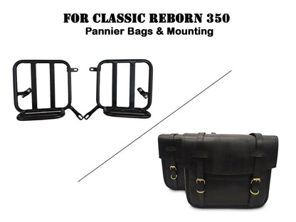 For Royal Enfield Classic Reborn 350 Genuine Leather Pannier Bags And Mounting D7