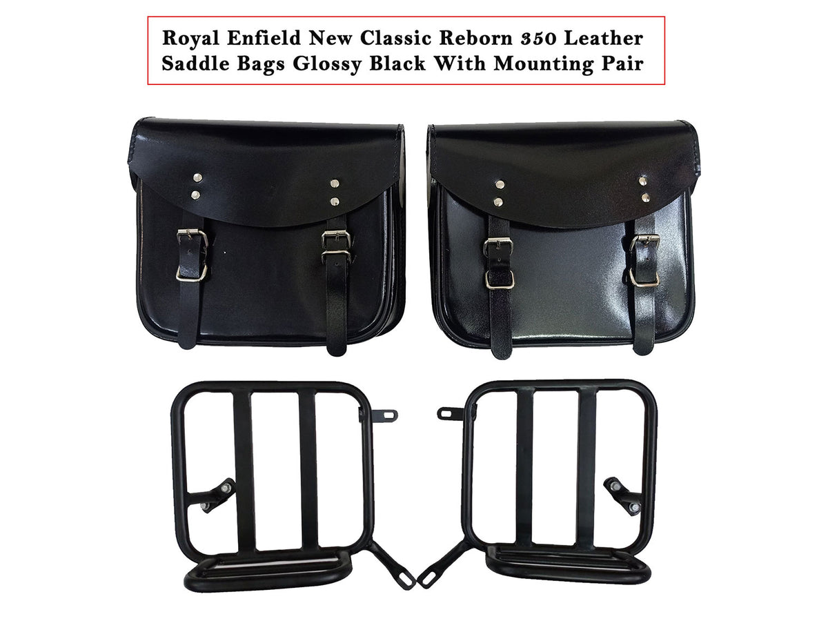 For Royal Enfield Classic Reborn 350 Genuine Leather Pannier Bags And Mounting D8