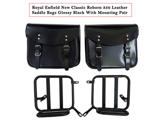 For Royal Enfield Classic Reborn 350 Genuine Leather Pannier Bags And Mounting D8
