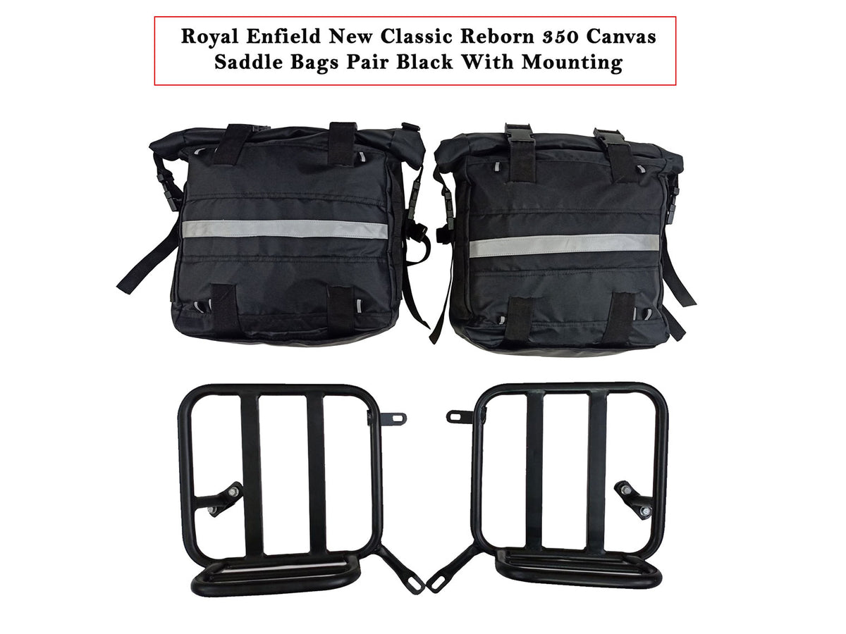 For Royal Enfield Classic Reborn 350 Canvas Pannier Bags And Mounting D9