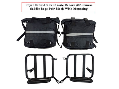 For Royal Enfield Classic Reborn 350 Canvas Pannier Bags And Mounting D9