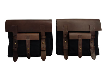 For Royal Enfield Classic Reborn 350 Leather & Canvas Pannier Bags And Mounting D10
