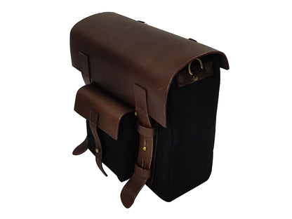 For Royal Enfield Classic Reborn 350 Leather & Canvas Pannier Bags And Mounting D10