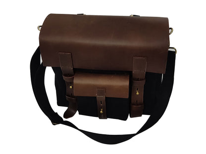For Royal Enfield Classic Reborn 350 Leather & Canvas Pannier Bags And Mounting D10