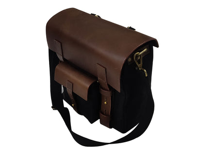For Royal Enfield Classic Reborn 350 Leather & Canvas Pannier Bags And Mounting D10