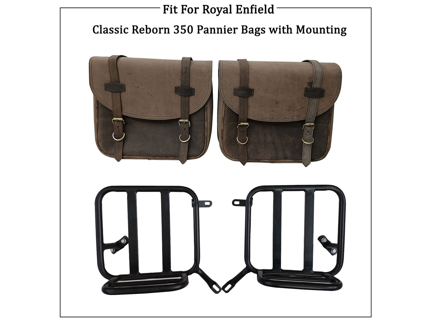 For Royal Enfield Classic Reborn 350 Genuine Leather Pannier Bags And Mounting D11