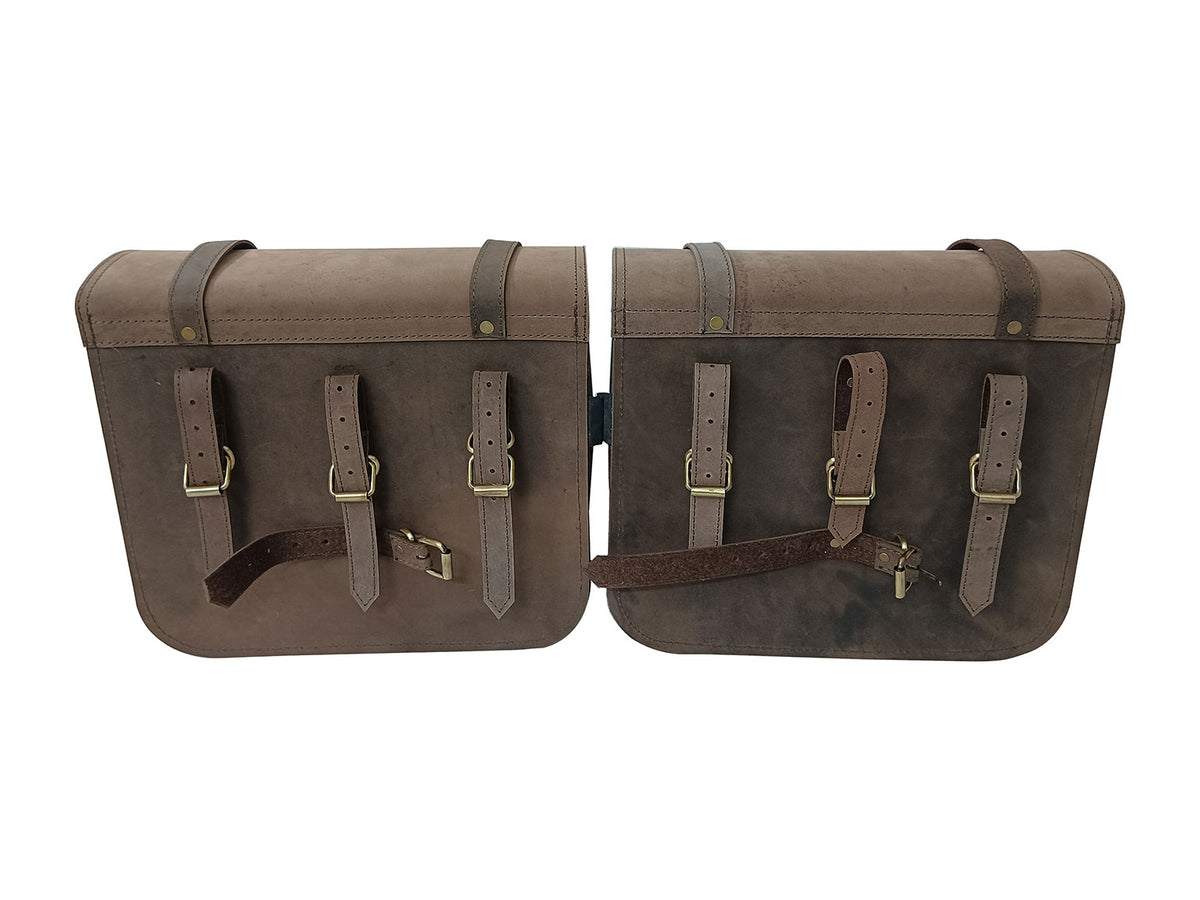 For Royal Enfield Classic Reborn 350 Genuine Leather Pannier Bags And Mounting D11