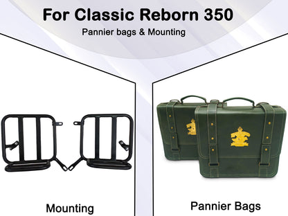 For Royal Enfield Classic Reborn 350 Genuine Leather Pannier Bags And Mounting D12