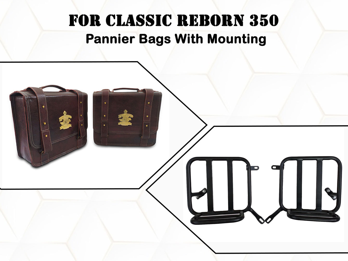 For Royal Enfield Classic Reborn 350 Genuine Leather Pannier Bags And Mounting D13