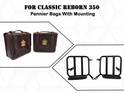 For Royal Enfield Classic Reborn 350 Genuine Leather Pannier Bags And Mounting D13