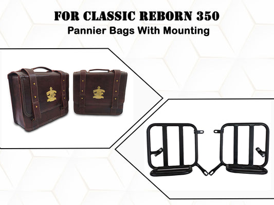 For Royal Enfield Classic Reborn 350 Genuine Leather Pannier Bags And Mounting D13