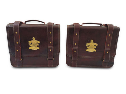 For Royal Enfield Classic Reborn 350 Genuine Leather Pannier Bags And Mounting D13