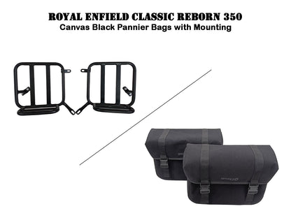 For Royal Enfield Classic Reborn 350 Canvas Pannier Bags And Mounting D14