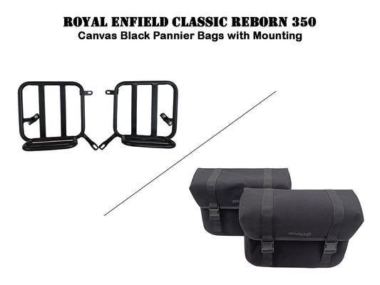 For Royal Enfield Classic Reborn 350 Canvas Pannier Bags And Mounting D14