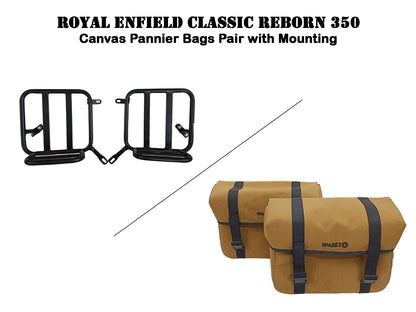 For Royal Enfield Classic Reborn 350 Canvas Pannier Bags And Mounting D15