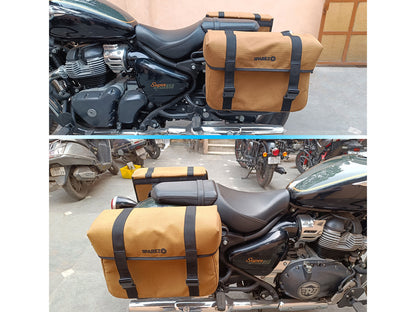 For Royal Enfield Classic Reborn 350 Canvas Pannier Bags And Mounting D15