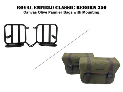 For Royal Enfield Classic Reborn 350 Canvas Pannier Bags And Mounting D16