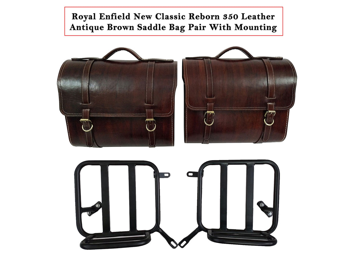 For Royal Enfield Classic Reborn 350 Genuine Leather Pannier Bags And Mounting D17