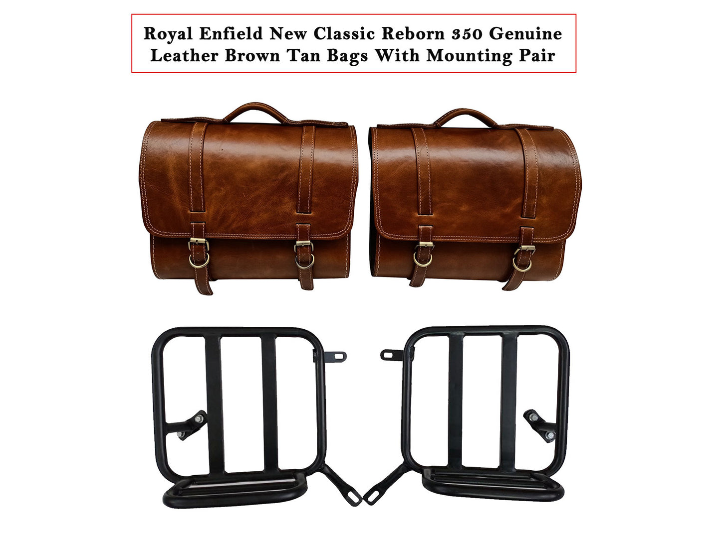 For Royal Enfield Classic Reborn 350 Genuine Leather Pannier Bags And Mounting D20